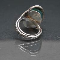 Designer Silver Jewellery With Green Onyx Snake Green Design ( Us Size 8)
