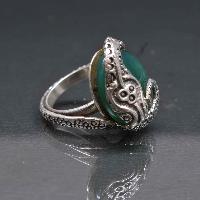 Designer Silver Jewellery With Green Onyx Snake Green Design ( Us Size 8)