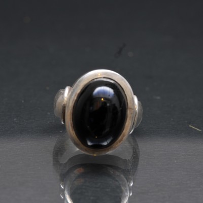 Designer Silver Jewellery With Black Onyx Black Plain Silver Ring ( Us Size 6.5)