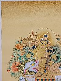 Buddhist [karma Gadri Art], Handmade Thangka Of Jambhala: Namtose, [hand Painted], Real Gold, [karma Gadri Art]