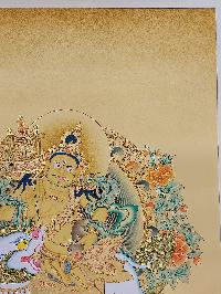 Buddhist [karma Gadri Art], Handmade Thangka Of Jambhala: Namtose, [hand Painted], Real Gold, [karma Gadri Art]