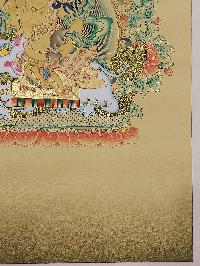 Buddhist [karma Gadri Art], Handmade Thangka Of Jambhala: Namtose, [hand Painted], Real Gold, [karma Gadri Art]