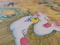 Buddhist [karma Gadri Art], Handmade Thangka Of Jambhala: Namtose, [hand Painted], Real Gold, [karma Gadri Art]