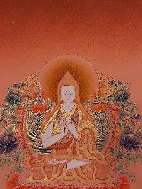 Buddhist [karma Gadri Art], Handmade Thangka Of Tsongkhapa, [hand Painted], Real Gold, [karma Gadri Art]
