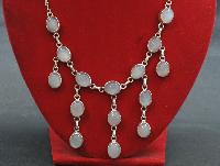 Designer Silver Necklace Of Diamond Multi Layer Plain Moonstone Design.
