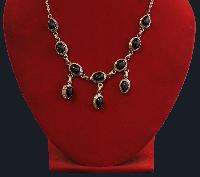 Designer Silver Necklace Of Black Seven Stone Design (multilayer Black Star)