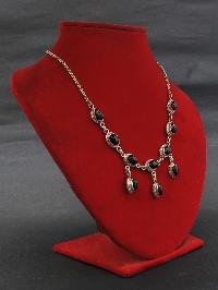 Designer Silver Necklace Of Black Seven Stone Design (multilayer Black Star)