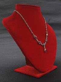 Designer Silver Necklace Of Purple Five Stone Design (amethyst).