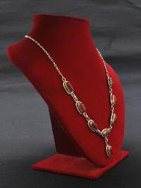 Designer Silver Necklace Of Red Capsule Eight Stone Design (red Coral)
