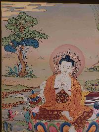 Buddhist [karma Gadri Art], Handmade Thangka Of Nagarjuna Buddha, [real Gold, Hand Painted]