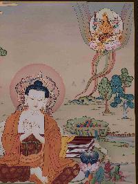 Buddhist [karma Gadri Art], Handmade Thangka Of Nagarjuna Buddha, [real Gold, Hand Painted]