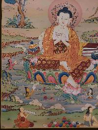 Buddhist [karma Gadri Art], Handmade Thangka Of Nagarjuna Buddha, [real Gold, Hand Painted]