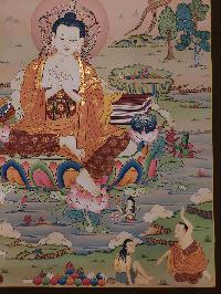 Buddhist [karma Gadri Art], Handmade Thangka Of Nagarjuna Buddha, [real Gold, Hand Painted]