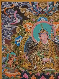 Buddhist Handmade Thangka Of Padmasambhava, Guru Rimpuche [real Gold, Hand Painted]