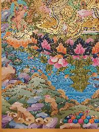 Buddhist Handmade Thangka Of Padmasambhava, Guru Rimpuche [real Gold, Hand Painted]
