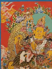 Buddhist Handmade Thangka Of Jambhala: Namtose, [real Gold, Hand Painted]