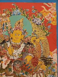 Buddhist Handmade Thangka Of Jambhala: Namtose, [real Gold, Hand Painted]