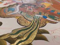 Buddhist Handmade Thangka Of Jambhala: Namtose, [real Gold, Hand Painted]