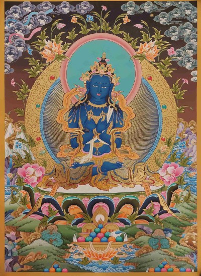 Buddhist Handmade Thangka Of Vajradhara, [real Gold, Hand Painted]