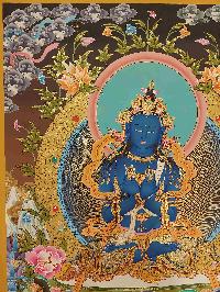 Buddhist Handmade Thangka Of Vajradhara, [real Gold, Hand Painted]