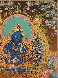 Buddhist Handmade Thangka Of Vajradhara, [real Gold, Hand Painted]