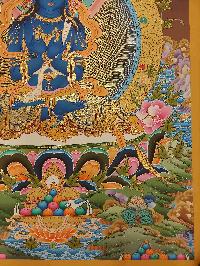 Buddhist Handmade Thangka Of Vajradhara, [real Gold, Hand Painted]