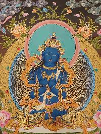 Buddhist Handmade Thangka Of Vajradhara, [real Gold, Hand Painted]