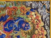 Buddhist Handmade Thangka Of Vajrapani [chana Dorje], [chana Dorje], [real Gold, Hand Painted]