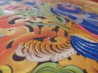 Buddhist Handmade Thangka Of Vajrapani [chana Dorje], [chana Dorje], [real Gold, Hand Painted]