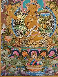 Buddhist Handmade Thangka Of Manjushri, Manjushree, [real Gold, Hand Painted]