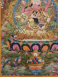 Buddhist Handmade Thangka Of Vajrasattva With Consort, [shakti], Yab-yum, [real Gold, Hand Painted]