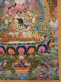 Buddhist Handmade Thangka Of Vajrasattva With Consort, [shakti], Yab-yum, [real Gold, Hand Painted]