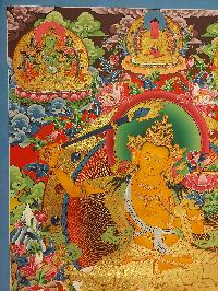 Buddhist Handmade Thangka Of Manjushri, Manjushree [real Gold, Hand Painted]