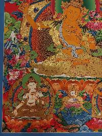 Buddhist Handmade Thangka Of Manjushri, Manjushree [real Gold, Hand Painted]