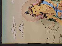 [karma Gadri Art], Buddhist Handmade Thangka Of Ksitigarbha [real Gold, Hand Painted]