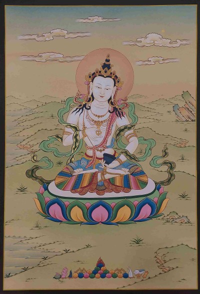 [karma Gadri Art], Handmade Thangka Of Vajrasattva [real Gold, Hand Painted]