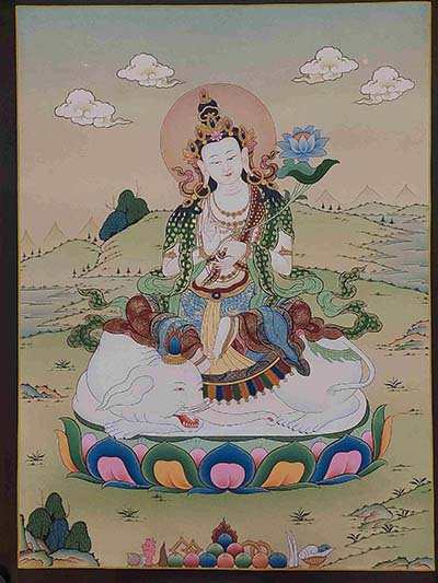 [karma Gadri Art], Handmade Thangka Of Samantabhadra [real Gold, Hand Painted]