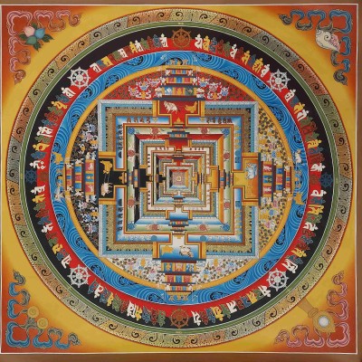 Buddhist Handmade Thangka Of Kalachakra Mandala [real Gold, Hand Painted]