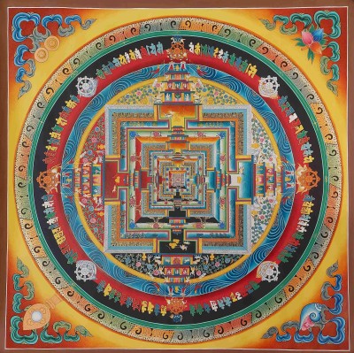 Buddhist Handmade Thangka Of Kalachakra Mandala[real Gold, Hand Painted]