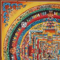 Buddhist Handmade Thangka Of Kalachakra Mandala[real Gold, Hand Painted]