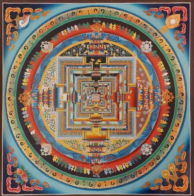 Buddhist Handmade Thangka Of Kalachakra Mandala [real Gold, Hand Painted]