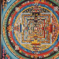 Buddhist Handmade Thangka Of Kalachakra Mandala [real Gold, Hand Painted]
