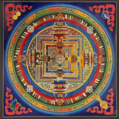 Buddhist Handmade Thangka Of Kalachakra Mandala [real Gold, Hand Painted]