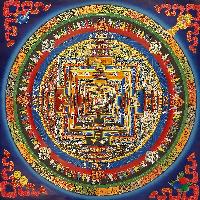 Buddhist Handmade Thangka Of Kalachakra Mandala [real Gold, Hand Painted]