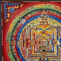 Buddhist Handmade Thangka Of Kalachakra Mandala [real Gold, Hand Painted]