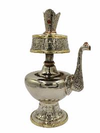 Copper Silver Plated Bhumpa- Bhumba Offering Bowl Set With Stand, [silver Plated], [small]