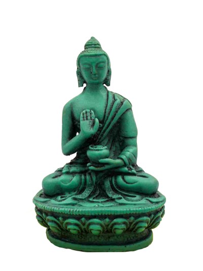 Buddhist Statue Of Amoghasiddhi Buddha, [green Resin Buddha]