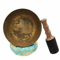 [old], Buddhist [real Antique] Hand Beaten [jambati] Singing Bowl, [select Accessories]
