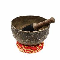 [old], Buddhist [real Antique] Hand Beaten [jambati] Singing Bowl, [select Accessories]