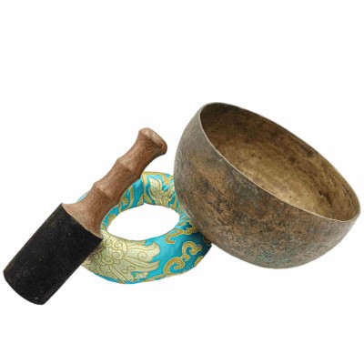 [old], Buddhist [real Antique] Hand Beaten [jambati] Singing Bowl, [select Accessories]